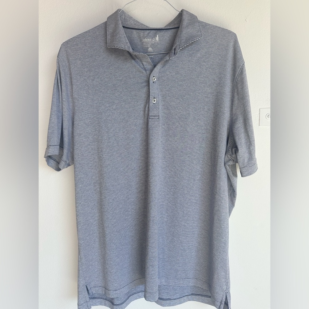johnnie-O Blue Striped Polo Shirt